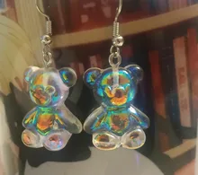 Pendientes de resina con forma de oso para mujer, joyería tridimensional, accesorio para la oreja