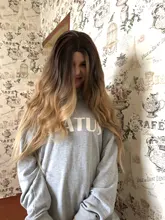 JONRENAU-Peluca de cabello sintético con flequillo para mujer, pelo largo ondulado Natural, Rubio mixto, marrón claro, para fiesta, Blanco/negro