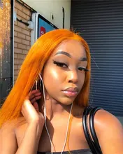 Luvin-pelucas frontales de encaje transparente para mujeres negras, cabello humano brasileño liso Remy, corto, Bob, desplumada, 613