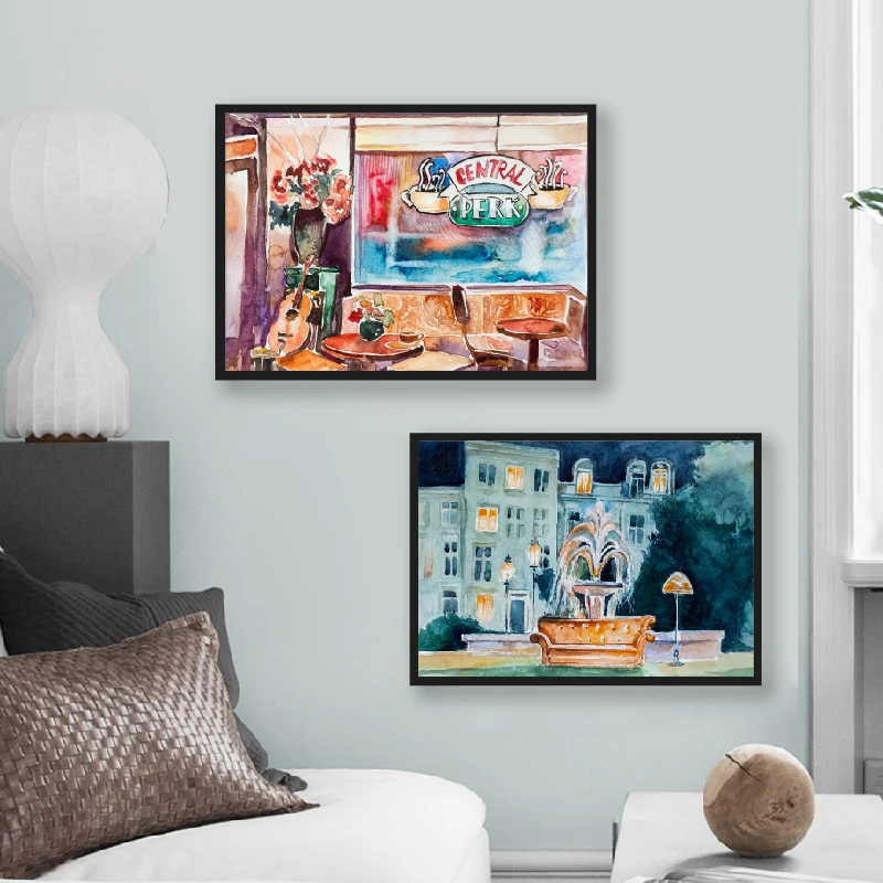 Wall Art Friends Tv Show Fontain Watercolor Poster Prints 90s