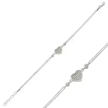 

Merve Sterling Silver Heart Women Bracelet