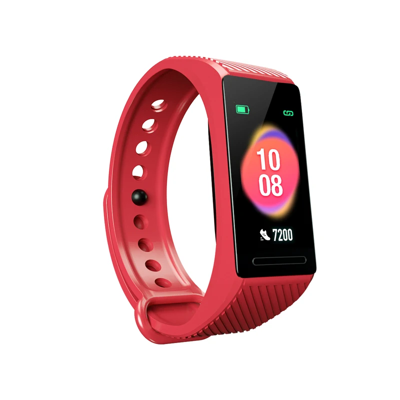 Red Smart Band Bracelet Activity Tracker Smart Wristband Clock Pressure Measurement Heart Rate Pedometer Smartband IP67 Waterproof - Color: Red
