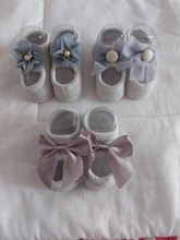 Calcetines antideslizantes de algodón con flores de encaje para bebé recién nacido, calcetines infantiles para el suelo, lazo para niño niña, regalo de primavera para niña, 3 par/lote