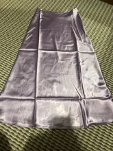 Mnealways18-falda de seda satinada para mujer, Falda larga de cintura alta, color púrpura, elegante, para oficina, Primavera, 2020