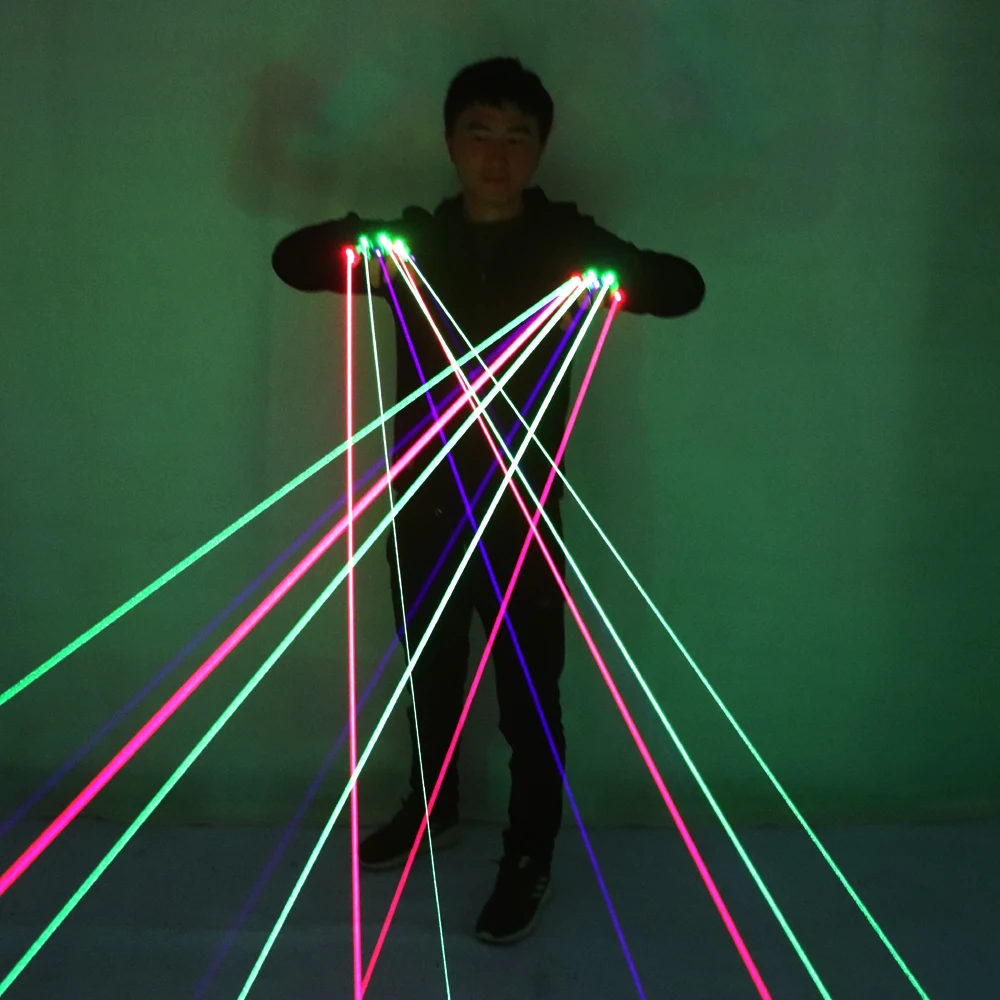 RGB лазерные перчатки с 7 шт лазером 3 зеленый + 2 красный Фиолетовый Синий