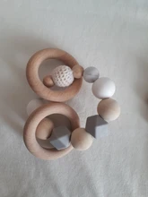 Juguete de bebé, Clip de cochecito de madera, cochecito de bebé móvil, personalizado, Cuenta de silicona, cadena de chupete masticable, sonajero de silicona, mordedor de madera para bebé