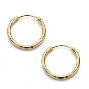 

Earrings 18k gold rings 14mm. Smooth round light Creole [AA0264]