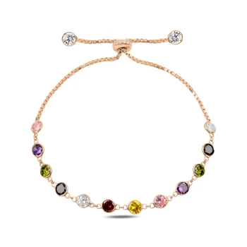 

KUTAYDAN 925 Sterling Silver Mixed Color Zircon Stone Lift Bracelet