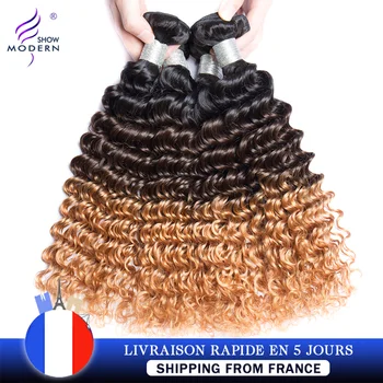 

Modern Show Remy Brazilian Deep Curly Bundles 1/3/4 Pcs T 1B 4/30 Colored Omber Bundle 100% Human Hair Curly Wave Weave Bundle