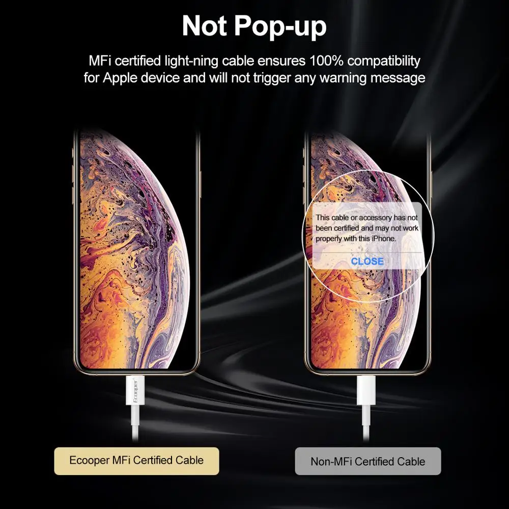 Сертифицированный кабель Ecooper MFi типа с для освещения 2.4A для iphone X XS XR XS MAX для iPad для iPod для iphone 7