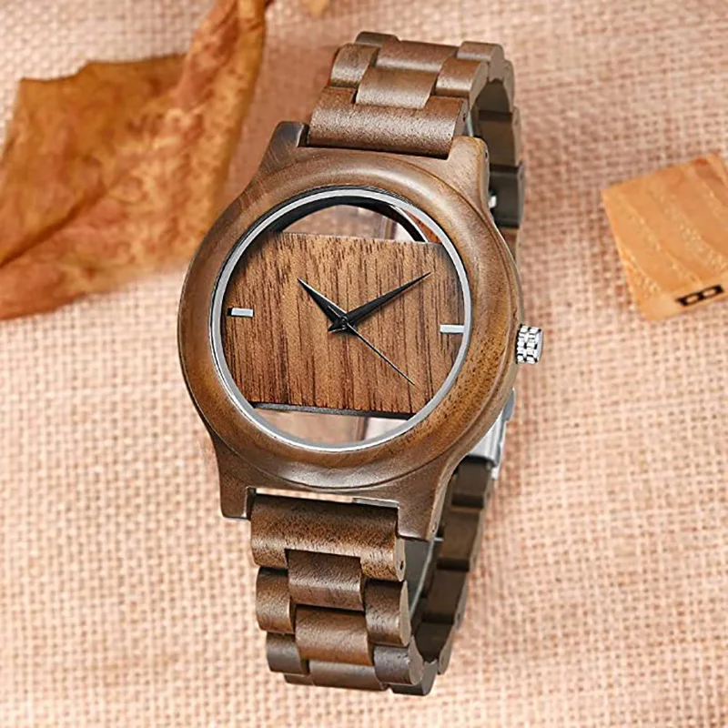 

Unique High Hollow Quality Wood Watch Dial Men Natural Wristwatches Full Wooden Watches Bangle Wristwatch Novel Gifts relogio