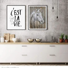 Lienzo de caballo Vintage pintura e impresiones retrato de Buda Cest La Vie cita Poster pared imágenes artísticas decoración nórdica hogar