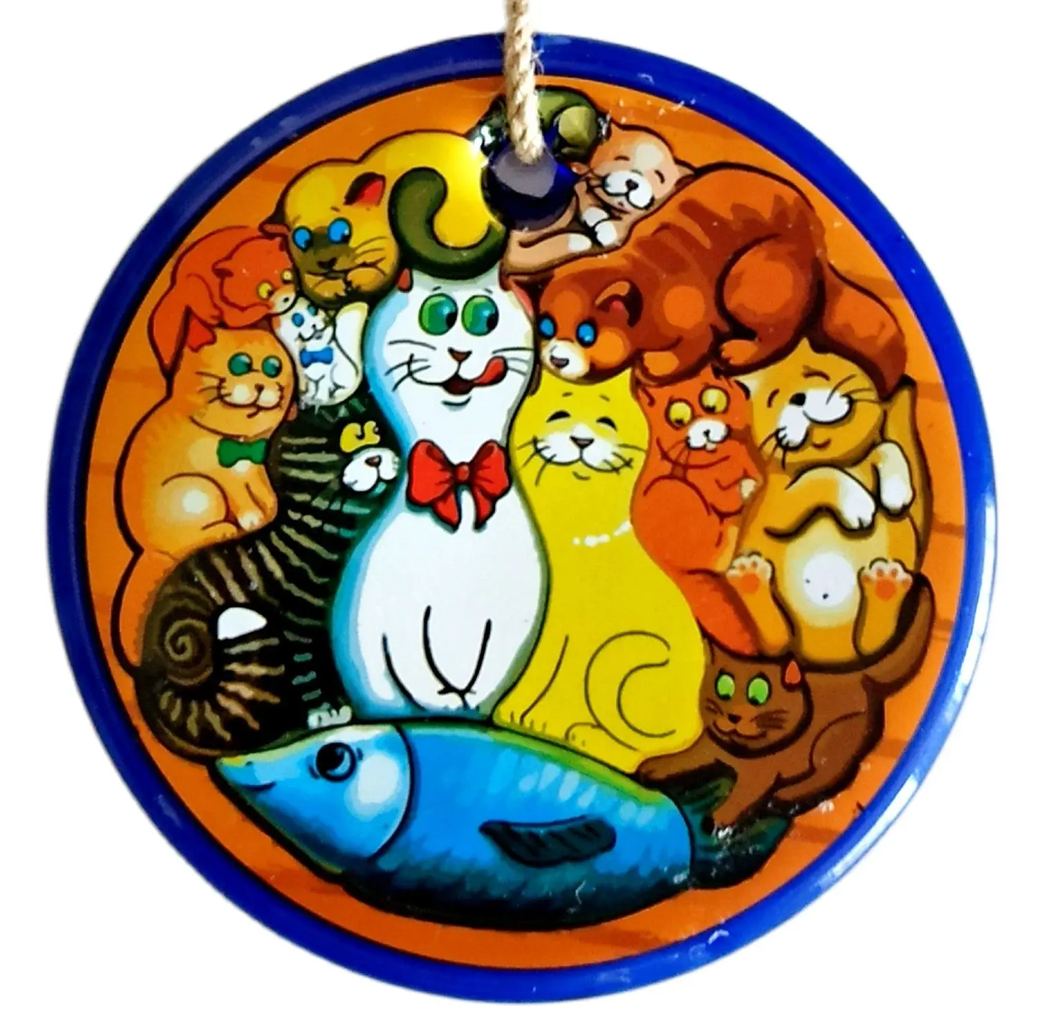 

Cat Family Handmade Blue Glass Evil Eye Beads Wall Decoration