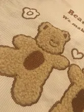 Bolso de hombro de PANA con bordado de ositos de la suerte para mujer, bolsa de lona a rayas, de tela ecológica, bolsas de compras bonitas y suaves