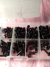 Surtido de tornillos de cabeza redonda, juego de tuercas Din912, M2, M2.5, M3, color negro, 300 unidades/lote