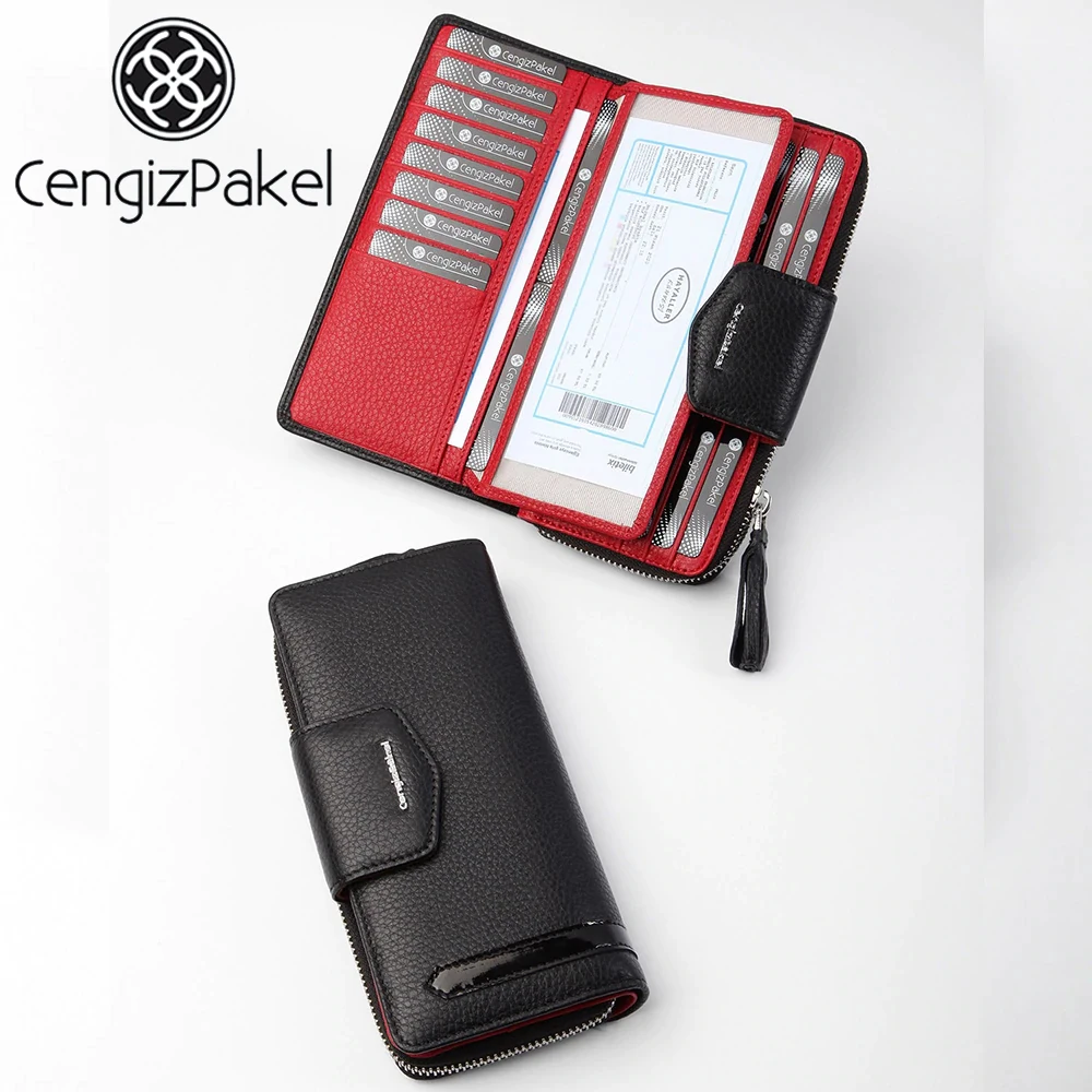 Женский кошелек CengizPakel из натуральной кожи для монет женские длинные модные
