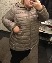 Chaqueta larga con capucha para mujer, abrigo ultraligero de plumón de pato blanco para otoño e invierno, Parkas portátiles, color liso, 7XL