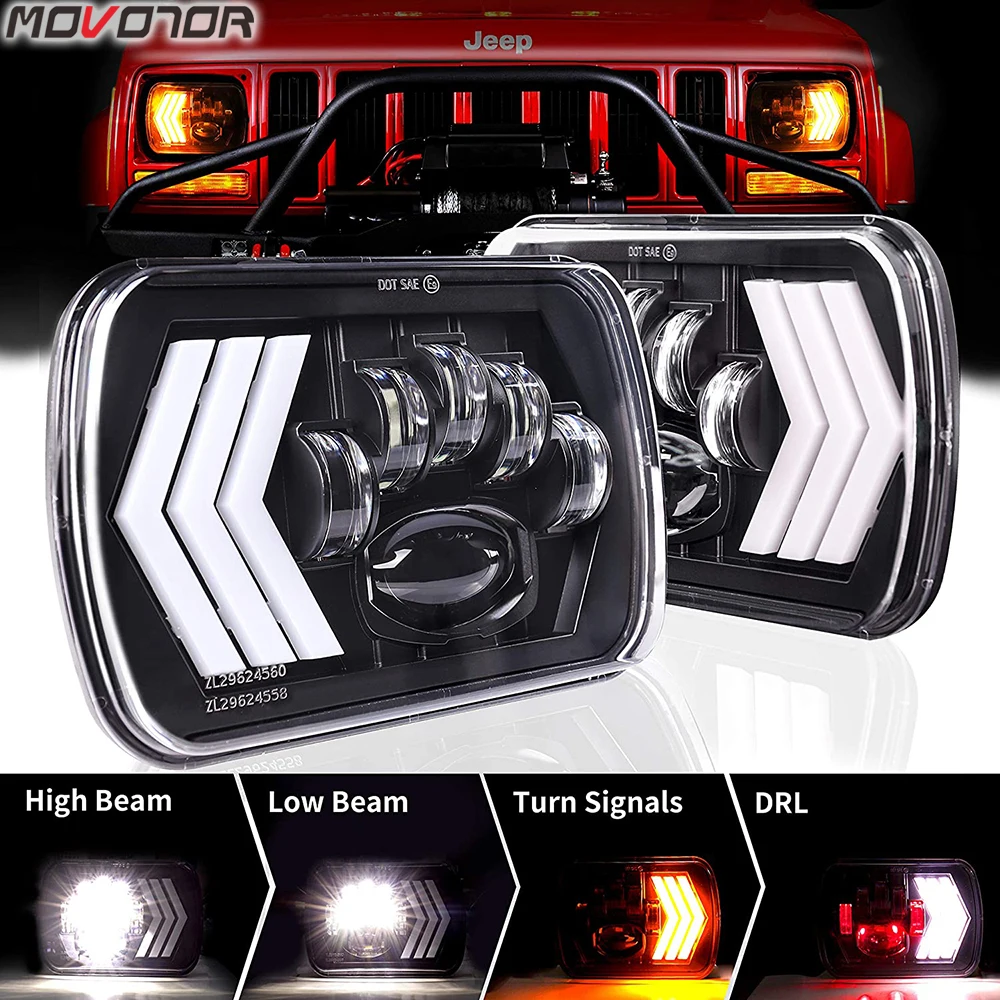 Fari A Led 7X6 H6054 Faro A Led Sigillato A 5X7 Pollici Per Camion Jeep-Cherokee Xj Mj