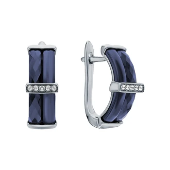 

Silver earrings with ceramics and cubic zirconia sunlight sample 925
