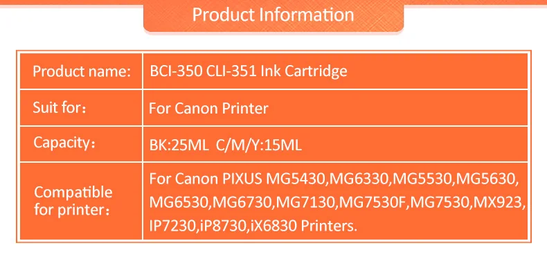 ICEHTANK набор чернил для заправки картриджа для Canon BCI 350 CLI 351 для Canon PIXUS MG5430 5530 MG5630 6330 6530 MG6730 7130 7530F принтер