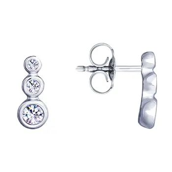 

Sokolov drop earrings with stones in silver with cubic zirconia, fashion jewelry, 925, women's male, long earrings