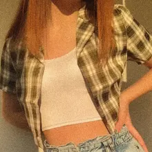 Crop Shirt Button-Up Summer Blouse Ladies Tops Streetwear Plaid Vintage Elegant Women