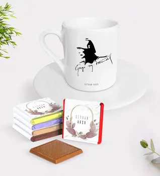 

Personalized Ataturk Themed Turkish coffee Cup and Chocolate Gift Seti-27