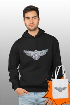 

Angemiel Wear Colorful Pattern Owl Black Male Hooded Sweatshirt Bags Kombin