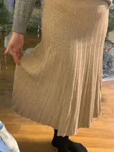 Knit Skirt Pleated Midi Fashion Faldas Vintage Women Ladies Solid Beiyingni Soft Mujer