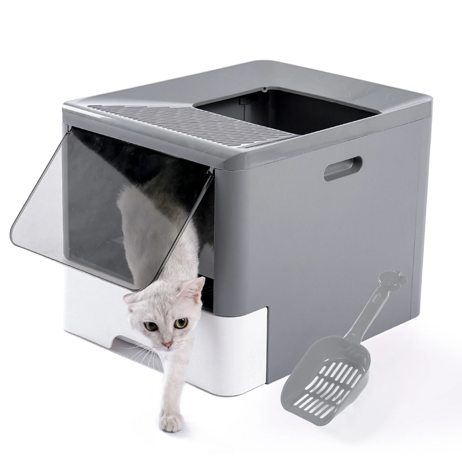 Cat Litter Box With Litter Scoop Large Space Cats Bedpan Antisplash