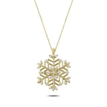 

Angemiel 925 Sterling Silver Zircon Snowflake Pendant-Gold Plated