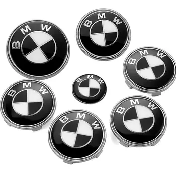 

KIT 7 INSIGNIAS BMW / LOGO Black and White / Bonnet + Trunk + Wheels + Steering wheel