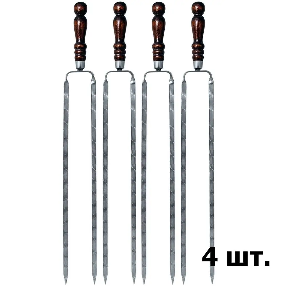 4 6 штук Шампур для мангала с деревянной ручкой из бука нержавеющая сталь 40 60 см.