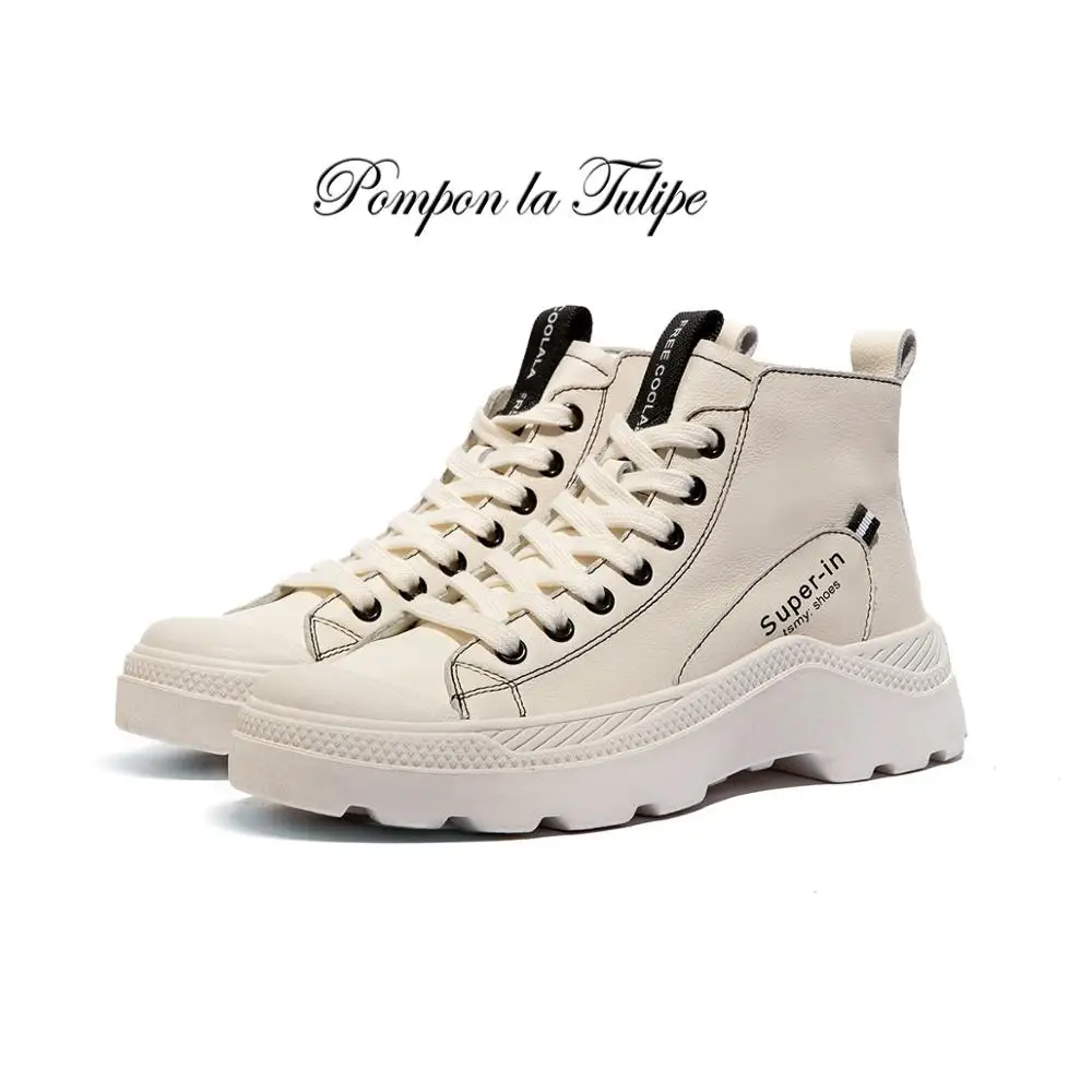 

BHS 9011216 Genuine Cow Leather Lace Up Patchwork Pigskin 4CM Platform Sport Walking Running Training Casual Shoes Women Sneaker