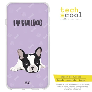 

FunnyTech®Case Silicone for IPhone 11 L Pet I love Bulldog Frances purple background