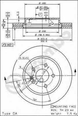 Диск Тормозной Mercedes-Benz: M-Class Ml 230/Ml 270 Cdi/Ml 320/Ml 430 98-05 Brembo арт. 09.7823.11