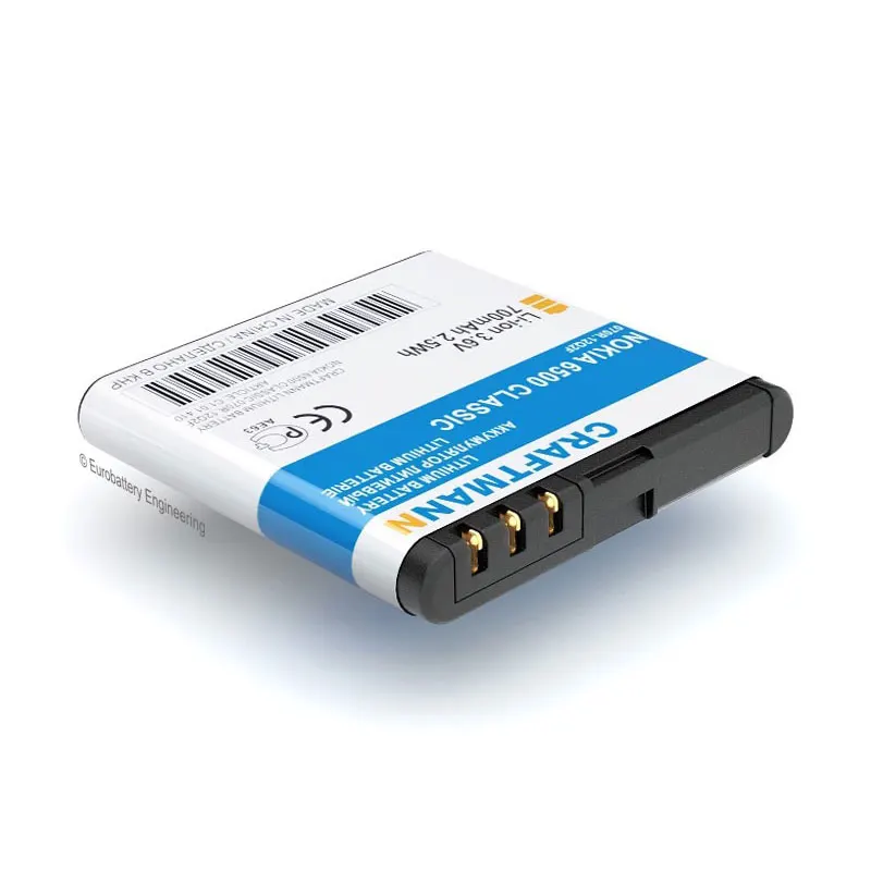 

Replacement Battery 700mAh NOKIA 6500 CLASSIC/7900 PRISM, MOBIADO PROFESSIONAL 105EM/105GCB/105GMT/105ZAF (BL-6P)