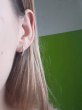 ANENJERY 925 de plata esterlina Simple circón de una sola fila pendientes para las mujeres brincos oorbellen pendientes de botón pendientes S-E14