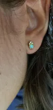 Pendientes redondos de ópalo de fuego para mujer, joyería rellena de Plata de Ley 925, aretes bonitos de oreja A30, Blanco/azul/púrpura