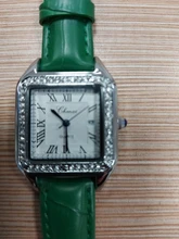 Dress Watch Elegant Women Clock Quartz Female Antique Green Casual Genuine-Leather Fashion