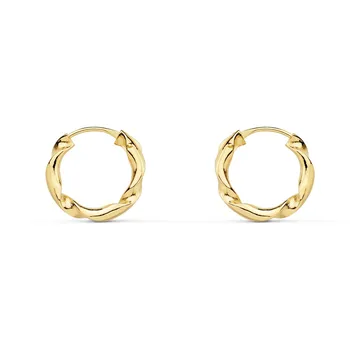 

18k gold earrings hoops hollow 12mm. Twisted [AC0989]