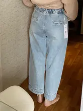 Womens Jeans Amii Blue High-Waist Winter Straight Fashion Cotton 12040685 Pants Minimalism