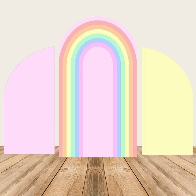 Pastel Rainbow Arch Cover for Kids Birthday Party Backdrop Decoration  Glitter Pink Photography Background Chiara Backdrops