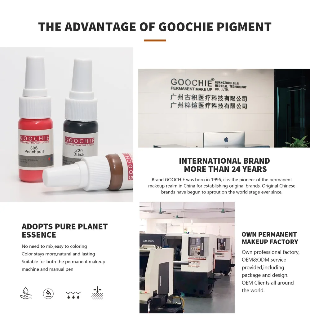 Goochie Permanent Makeup Colors Eyebrows Hair Strokes Pigments