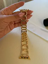 Pulsera de diamante de Metal de lujo para Apple Watch, banda de 44mm, 42mm, iwatch SE 6, 5, 4, 3, 2, 1, 38mm, 40mm, correa de acero inoxidable