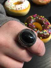 Wholesale Retro Jewelry Stone Rings For Men Titanium Steel Inlaid Three Colors Onyx Ring