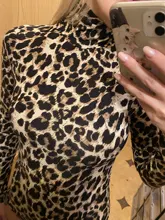 EIFER-Body de leopardo para mujer, Body Sexy ajustado, traje de cuello alto de manga larga, mono estampado