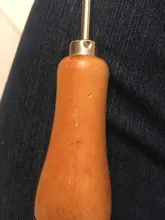 Vintage Stainless Steel Ice Pick Punch Kitchen Tool Wooden Handle Metal Cover