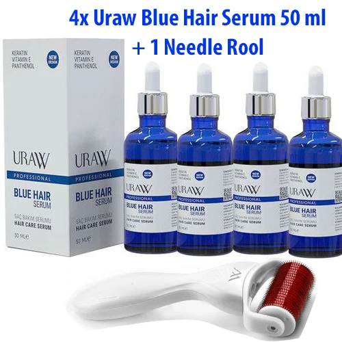 Uraw orijinal Mavi Su Set Mavi saç Serum Haare 4x50 ML + mikro iğneli rulo  anti saç dökülmesi serumu|Saç ve Saç Derisi İşlemleri| - AliExpress