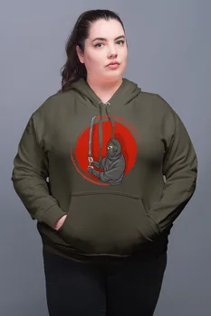 

Angemiel Wear Samurai Ninja Green Women 'S Hooded Sweatshirt
